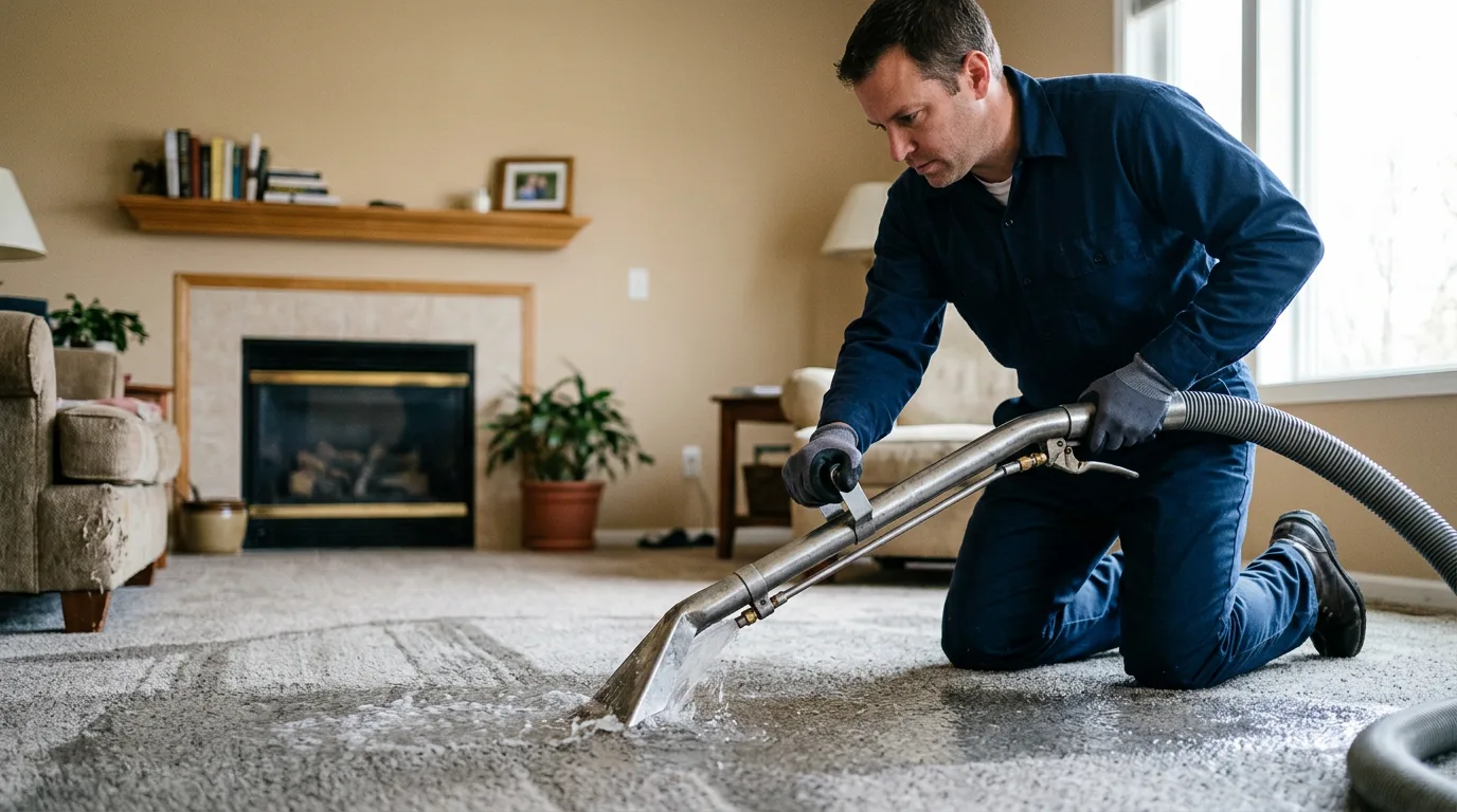 Water damage restoration technician working near Manchester Township, NJ